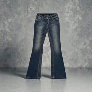 Wallflower Jeans Lucious Curvy Fit Womens 9 LONG BLUE Mid-Rise Boot 32” Inseam